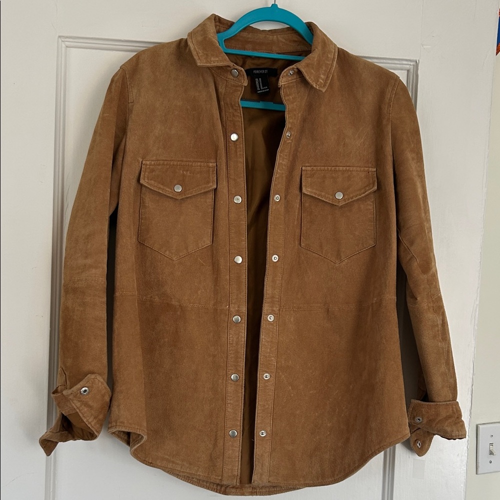 Forever 21 women's  Brown faux leather Shirt Jacket